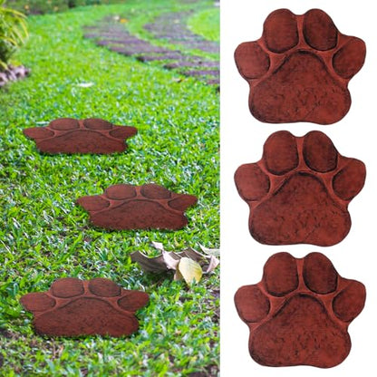 3 Pieces Dog Paw Garden Stepping Stones Garden Decor Cast Irons Dog Rocks Rustic Outdoor Stones Decorative Stone for Garden Walkway Outdoor Decoration (3 Count)