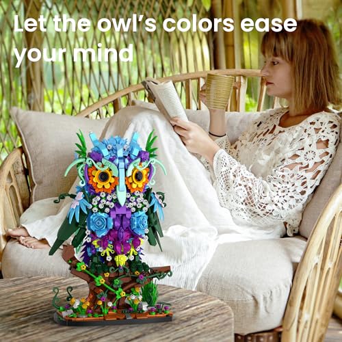 Floral Owl Toy Building Set for Adults Women