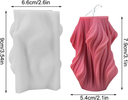 Carved Wavy Candle Mold Geometric Irregular Silicone Candle Soap Mold Fondant Chocolate Candy Cake Mould Plaster Clay Mold for Abstract Art Home Decor Tool