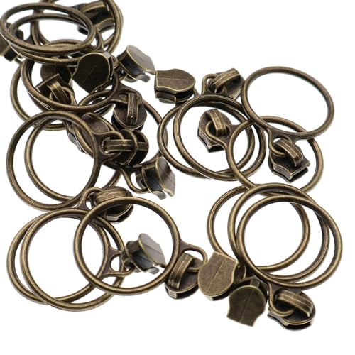 5 Antique Brass Metallic Nylon Coil Zippers by the Yard Bulk 10 Yards White Zipper Tape with 25pcs Antique Brass Ring Pull Sliders for DIY Sewing Tailor Craft Bag