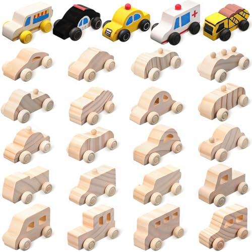 20 Pcs Wood DIY Car Toys (20 Count)