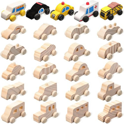 20 Pcs Wood DIY Car Toys (20 Count)