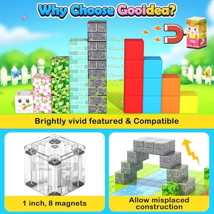 108PCS Magnetic Blocks Bunny Garden Magnet Building Toys for Kids Age 3+ (108 Count)