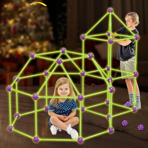 Glow In The Dark Fort Building Kit for Kids (200 Count)