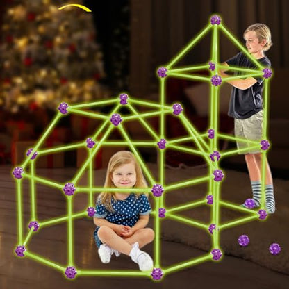 Glow In The Dark Fort Building Kit for Kids (200 Count)