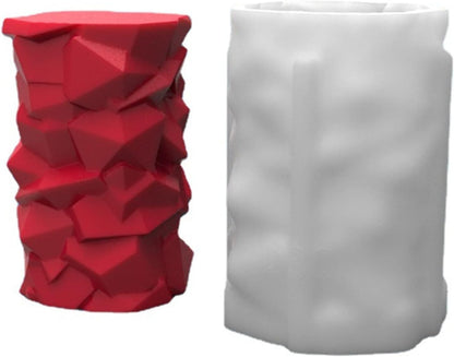 3D Cylindrical Candle Silicone Mold Stone Stacking Layered Candle Soap Mould Fondant Chocolate Cake Candy Baking Mold Plaster Epoxy Resin Clay Mould