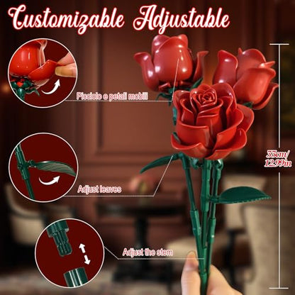 Red Roses Building Blocks Set