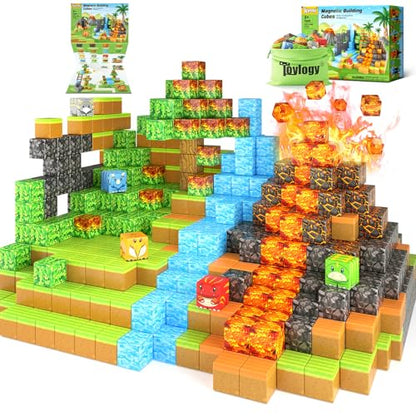 Dinosaur Toys Magnetic Blocks Volcano Edition (80 Count)