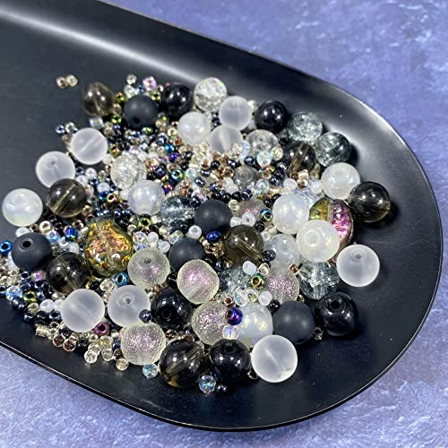 Assorted Glass Resin Beads Multi Size Colors Smooth Cracked Gravel Millet Spacer Beads for Bracelets Necklace Earring DIY Jewelry Making Craft
