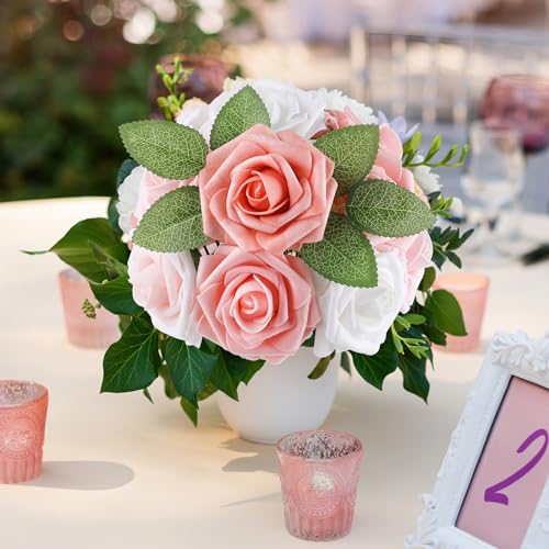 Blush Shades Rose 25pcs Real Looking Artificial Flowers w