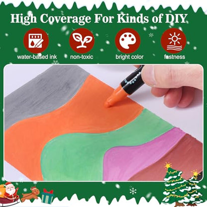 12 Colors Dot & Fine Dual Tip Acrylic Paint Markers Pens (12 Count)