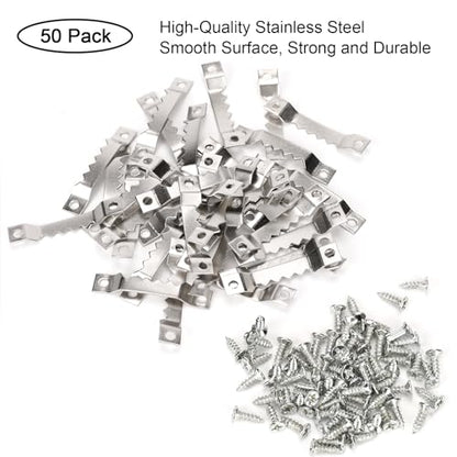 Small Sawtooth Picture Hangers 50 Pack Steel Sawtooth Hangers with Screws for Hanging Canvas Photos Frame Clock Paintings Artwork (50 Count)