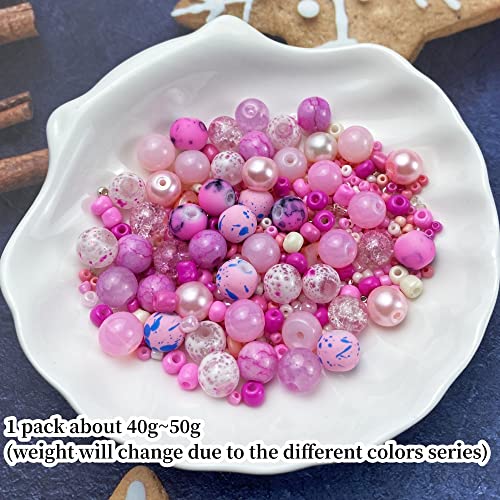 Assorted Glass Resin Beads Multi Size Colors Smooth Cracked Gravel Millet Spacer Beads for Bracelets Necklace Earring DIY Jewelry Making Craft