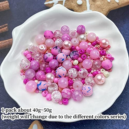Assorted Glass Resin Beads Multi Size Colors Smooth Cracked Gravel Millet Spacer Beads for Bracelets Necklace Earring DIY Jewelry Making Craft
