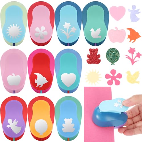 10 Pcs Craft Hole Punch Shapes 1 Inch Paper Punch Hole Mix Shapes Cutters for Paper Crafting Scrapbooking Office Supplies (10 Count)