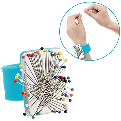 Magnetic Wrist Sewing Pincushion with 100 Pcs 1.5" Pins