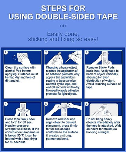 Double Sided Tape Heat Resistant Heavy Duty (12 Count)