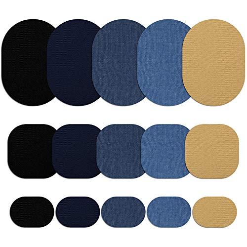 30 Pieces Iron on Fabric Patches Fabric Repair Patches Twill Clothing Repair Patch Kit for Jacket Clothes (30 Count)