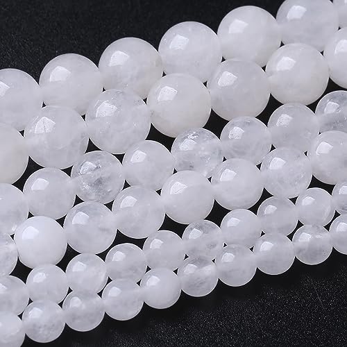 36PCS 10MM White Chalcedony Stone Beads Energy Healing Beads for DIY Jewelry Bracelet Necklace Making for Jewelry Making 15Inch
