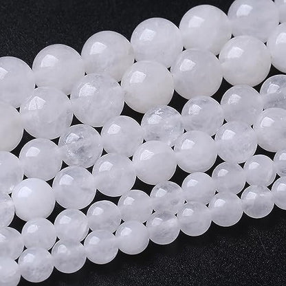 36PCS 10MM White Chalcedony Stone Beads Energy Healing Beads for DIY Jewelry Bracelet Necklace Making for Jewelry Making 15Inch