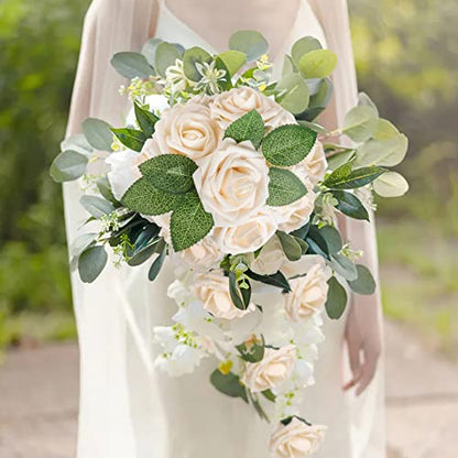 Champagne Rose 25pcs Real Looking Artificial Flowers w (25 Count)