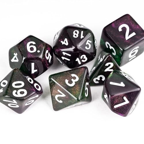 7 Die DND Dice Set Polyhedral Dice Set with a Leather Dice Bag (7 Count)