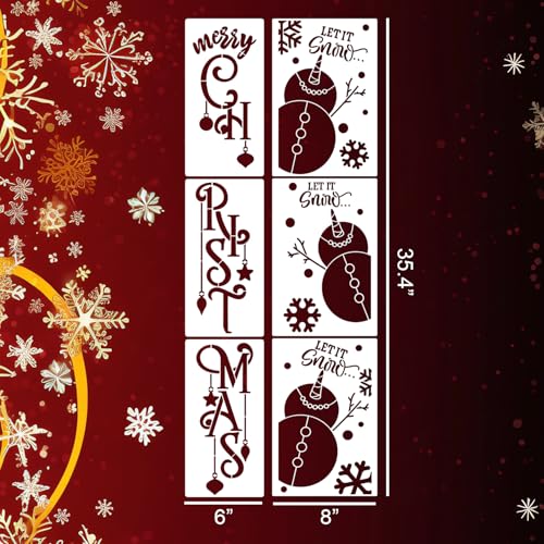 Large Christmas Stencils 35.4" Porch Sign Stencils Holiday Stencil (12 Count)
