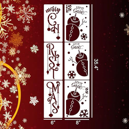 Large Christmas Stencils 35.4" Porch Sign Stencils Holiday Stencil (12 Count)