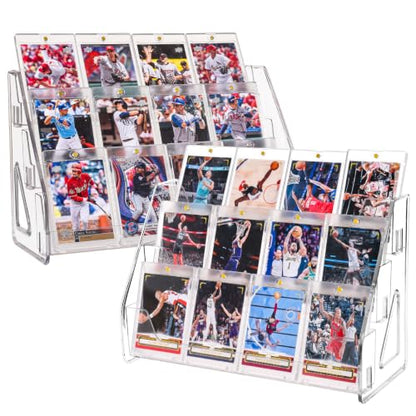 2 Pack Elevated 3 Tier Clear Acrylic Card Display Stand for Trading Cards (2 Count)