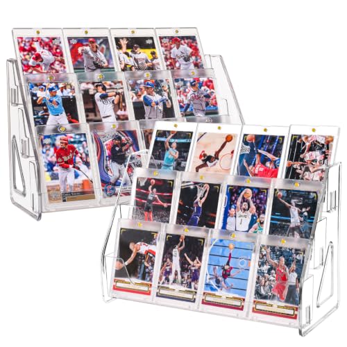 2 Pack Elevated 3 Tier Clear Acrylic Card Display Stand for Trading Cards (2 Count)