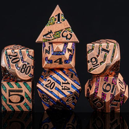DND Dice Set Dungeons and Dragons Dice d20 Metallic Stripes Dice w