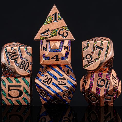 DND Dice Set Dungeons and Dragons Dice d20 Metallic Stripes Dice w