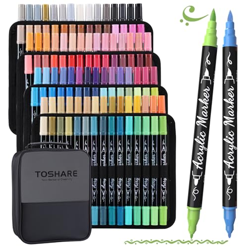 120 Colors Precision Dual Tip Acrylic Paint Markers Pens (120 Count)