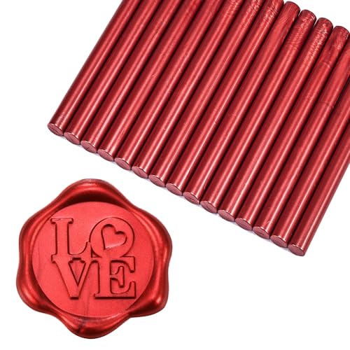 15Pcs Metallic Red Glue Gun Sealing Wax Sticks for Wax Seal Stamp (15 Count)