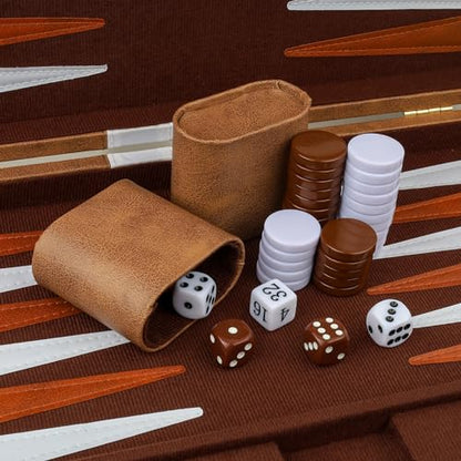 Backgammon Set 2 Players Classic Backgammon Sets for Adults Board Game with PU Leather Case Portable and Travel Backgammon Set