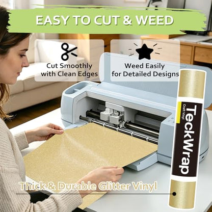 Gold Glitter Permanent Vinyl 12" x 5ft Roll