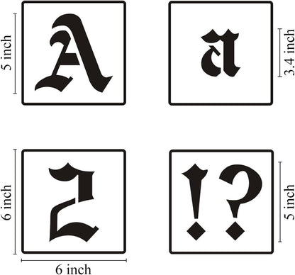5 Inch Alphabet Letter Stencils for Painting - 70 Pack Old English Letter Stencil Templates with Numbers and Signs for Painting on Wood, Reusable Letters Stencils for Chalkboard Wood Signs & Wall Art
