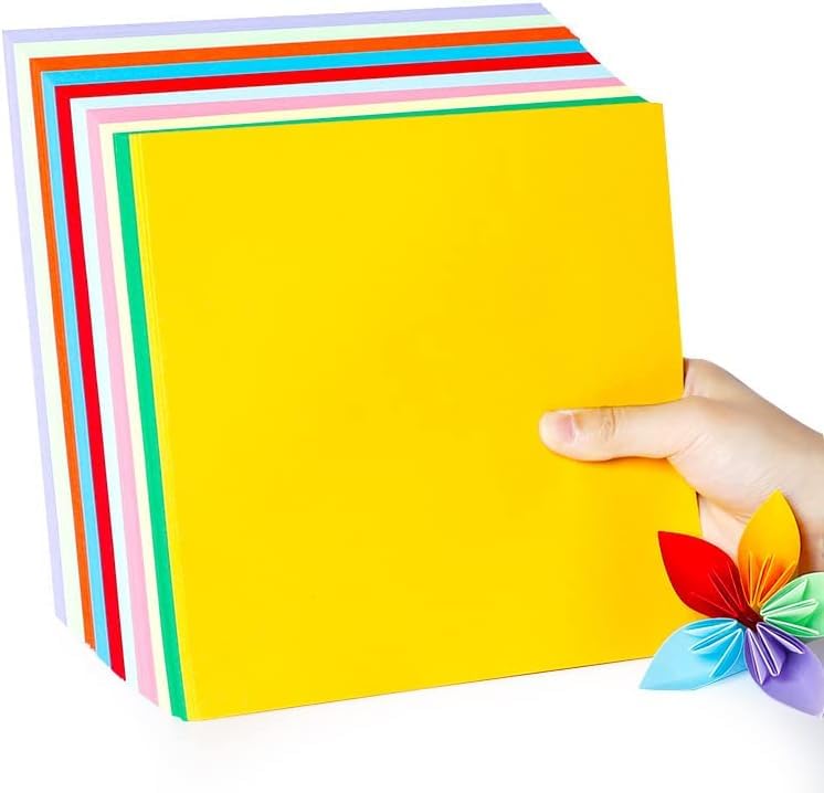 2 Pack 10 Colors Origami Paper Double Sided Color 100 Sheets Square Easy Fold Paper for Beginner (100 Count)
