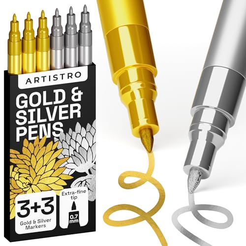 6 Gold & Silver Metallic Acrylic Paint Pens (6 Count)
