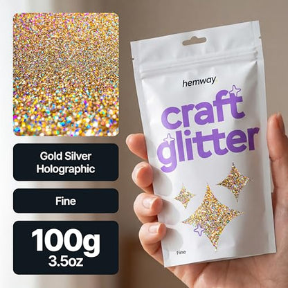 Craft Glitter Gold Silver Holographic 100g Fine Glitter (3.5 Ounce)
