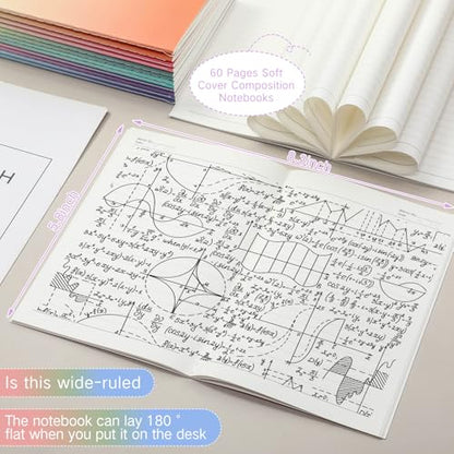 100 Pack A5 Composition Notebooks 5"x8" Wide Ruled Notebook (100 Count)