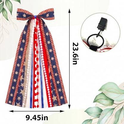 Large Patriotic Star Ribbon Bow for Wreath