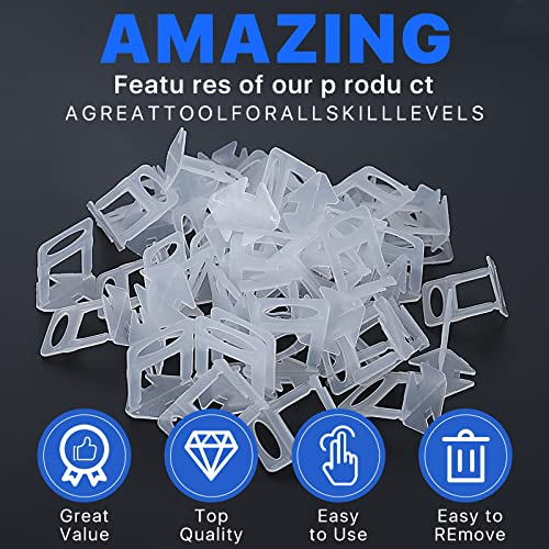 Tile Leveling System Clips Spacers Tile Leveler Clips DIY Tile Leveler Spacers 4200 Pcs 1 (1000 Count)
