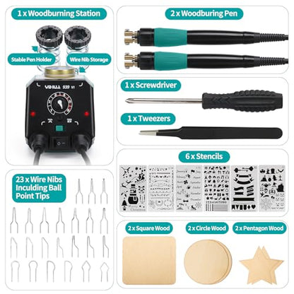 939 VI Dual Wood Burning Pen Wood Burning Kit with 23 Wire Nib in Varied Shapes