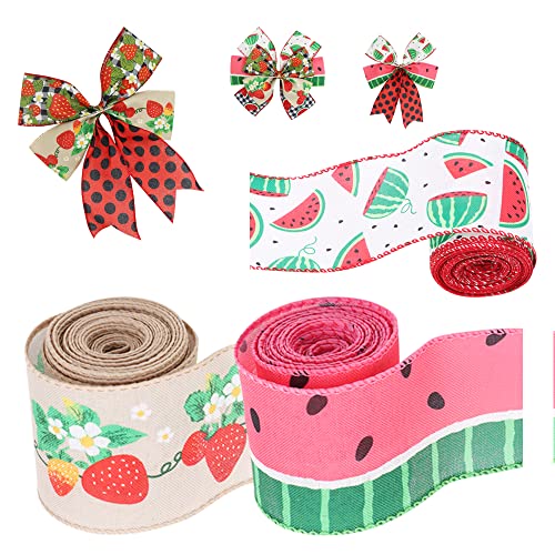 6 Rolls Summer Fruit Wired Edge Ribbon (90 Foot)
