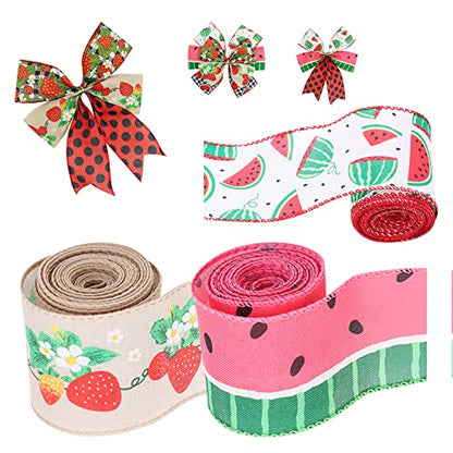 6 Rolls Summer Fruit Wired Edge Ribbon (90 Foot)