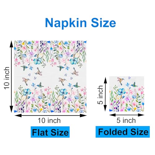 Paper Napkins 80 Pack 2 Ply Floral Beverage Luncheon Dinner Paper Napkins Flower Print Disposable Napkins for Wedding Anniversary Celebrations (80 Count)