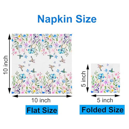 Paper Napkins 80 Pack 2 Ply Floral Beverage Luncheon Dinner Paper Napkins Flower Print Disposable Napkins for Wedding Anniversary Celebrations (80 Count)