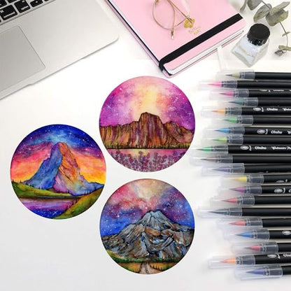 Professional Watercolor Brush Markers Pen 24 Colors of Ohuhu (25 Count)