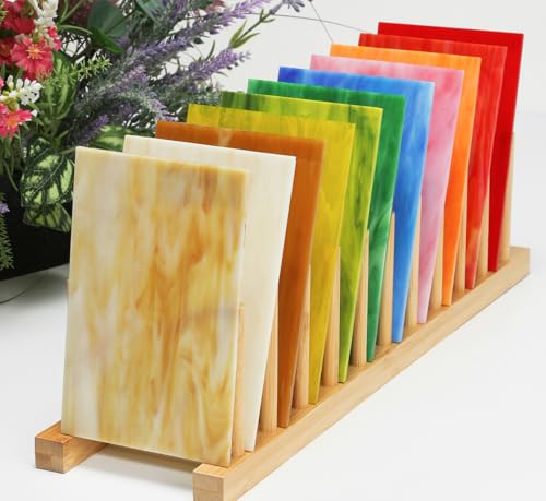 26 Sheets Colorful Vibrant Stained Glass Sheets Variety Assortment Pack (26 Count)